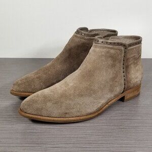 Italeau Miralda Waterproof Zip Ankle Bootie, Tan Suede, Womens Size 8 M / 38.5